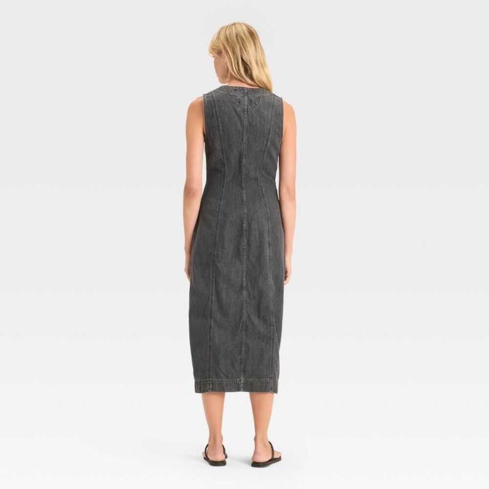Universal Thread Black Denim Strapless Dress Size… - image 2